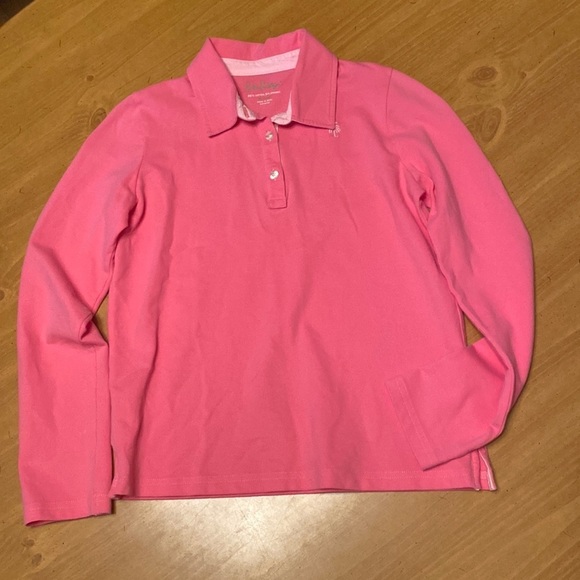 Lilly Pulitzer Other - Lilly Pulitzer Kids Youth Girls Pink Long Sleeve Polo Shirt Size XL